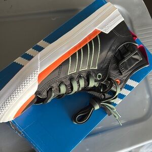 Men's Adidas Black and Orange High-Top Sneakers (9.5)